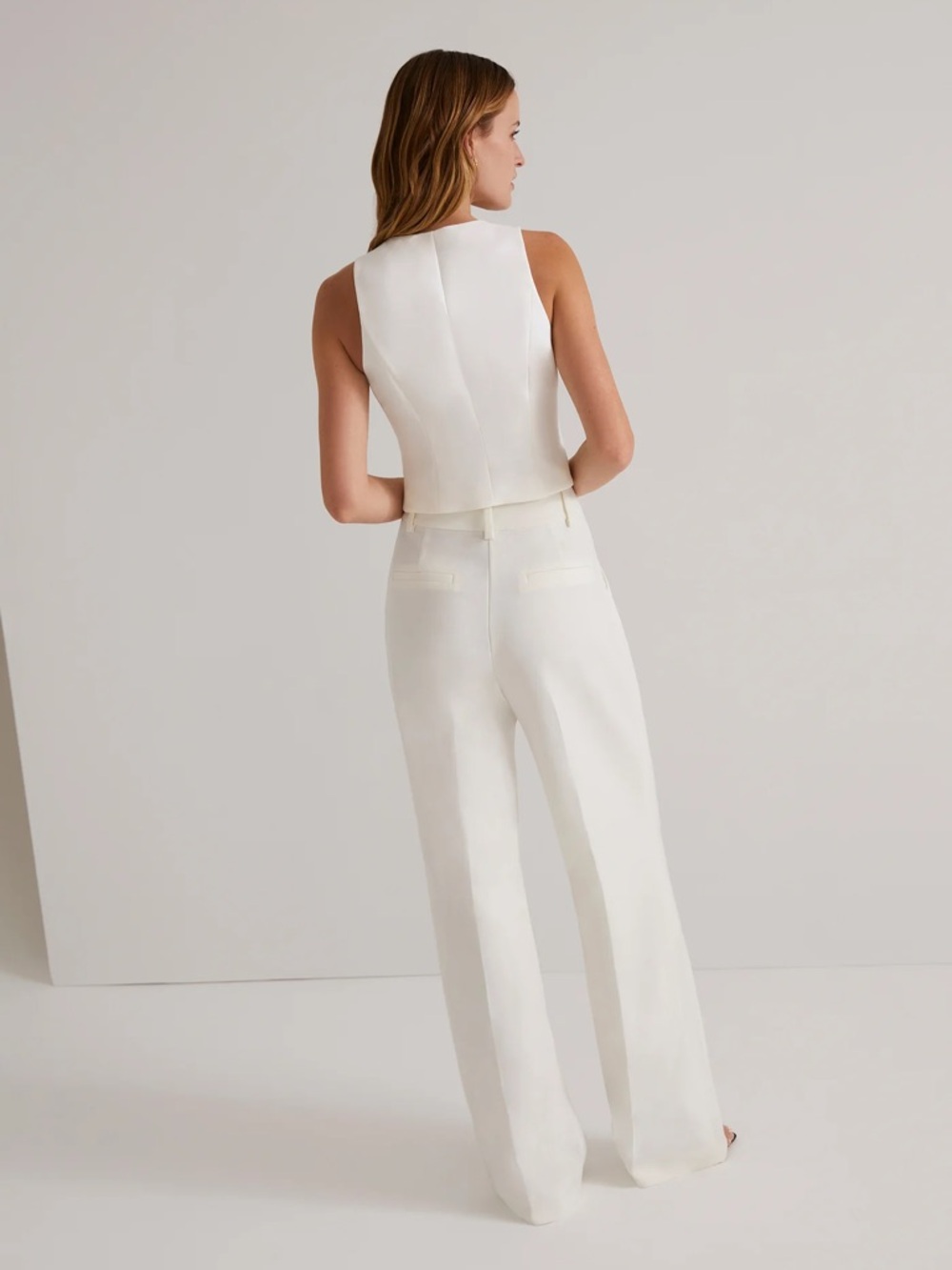 FAVORITE DAUGHTER V-Neck Button Vest and High-Waist Trousers Set - Cream - Picture 4 of 12